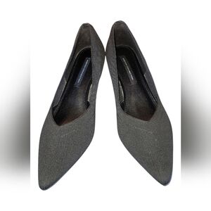 French Connection Women's Black Kitten Heels Stretch Knit Pointed Toes Heels 8